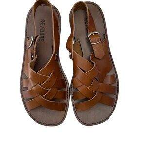 Re/Done Women's Tan Brown Woven Leather Sandals